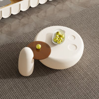 Round Beige Coffee Table by Hokku Designs