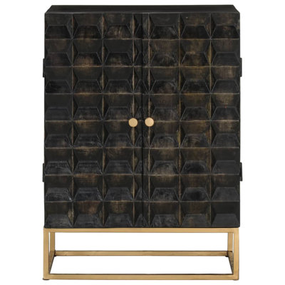 Mercer41 Sideboard Black 21.7"X13.4"X29.5" Solid Wood Mango And Iron by Mercer41