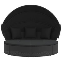 Bay Isle Home? Patio Lounge Bed With Canopy And Cushions Poly Rattan by Bay Isle Home