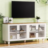 Versatile Sideboard Buffet Cabinet TV Stand with Tempered Glass Doors for TVs Up to 70" by Winston Porter