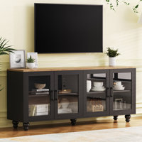 Versatile Sideboard Buffet Cabinet TV Stand with Tempered Glass Doors for TVs Up to 70" by Winston Porter