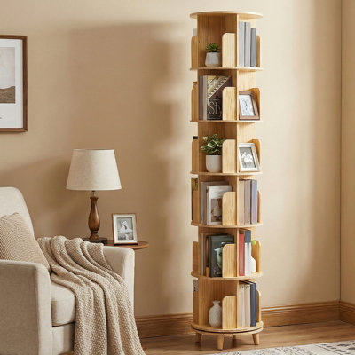 6-Tier 360° Rotating Bookshelf Storage Rack