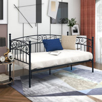 Metal Daybed Frame Multifunctional Mattress Foundation/Bed Sofa with Headboard by Charlton Home