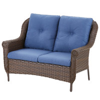 Mindee 45" Wide Outdoor Wicker Loveseat With Cushions by Red Barrel Studio