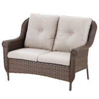 Mindee 45" Wide Outdoor Wicker Loveseat With Cushions