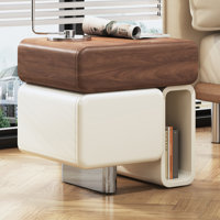 Modern Wood Nightstand With Walnut Veneer And Stainless Steel Leg by Brayden Studio