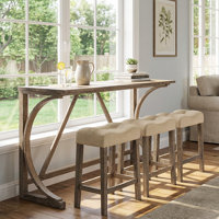 4-piece Bar Table Set With USB Ports and 3 Padded Stools by Lark Manor