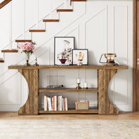 70.9 Inch Console Table with 3-Tier Storage Shelves by Millwood Pines