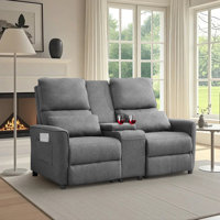 Manual Push Back Reclining Loveseat Sofa With Center Console & Cup Holders for Living Room by Latitude Run