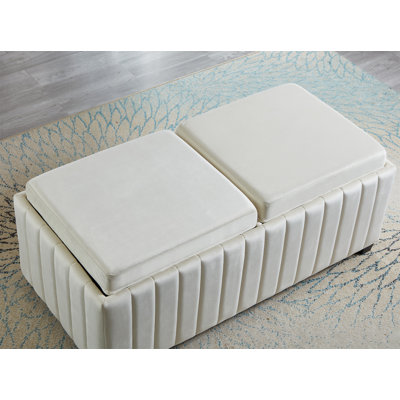 45 inch Wide Contemporary Square CubeStorage Ottoman Bench, Storage Bench with coffee tray by Latitude Run