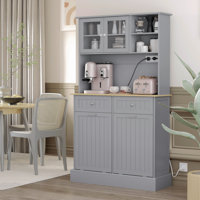68" Kitchen Pantry Storage Cabinet With Charging Station Pantry Cabinet Kitchen Food Pantry by Lark Manor