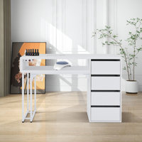 Nail Desk with Vacuum Cleaner, Professional Manicure Table Workstation with Dust Collector and Reusable Bag by Latitude Run