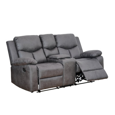 Bianchini 70"W Oversized Modern Manual Leather-air 2-People Reclining Loveseat, Console With Cupholders, Pillow Top Sofa Arm, Double Reclinning Lovese by Lark Manor