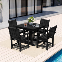 Davonia Gray 5-Piece HDPE Plastic Patio Outdoor Dining Set with Arm Chairs
