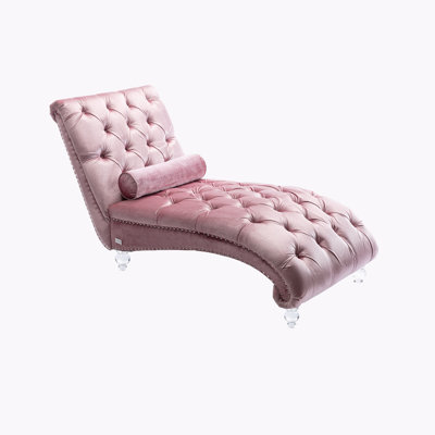 Button-Tufted Upholstered Velvet Chaise Lounge Indoor by House of Hampton