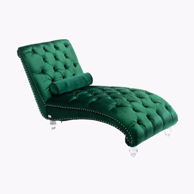 Button-Tufted Upholstered Velvet Chaise Lounge Indoor by House of Hampton