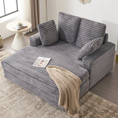 54 Inches Wide Corduroy Upholstered Chaise Lounge Indoor by Latitude Run