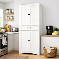 71" Kitchen Pantry Storage Cabinet With 4 Barn Doors And 4 Adjustable Shelves by Winston Porter