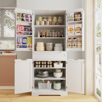 71" Kitchen Pantry Cabinet With Sliding Storage Rack And 6 Hanging Shelves by Red Barrel Studio