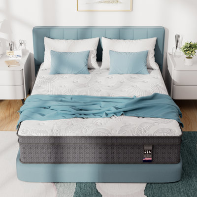 Michelena 14" Medium Cooling Gel Hybrid Mattress in a Box,Ergonomic Design & Pressure Relief,10-Year Warranty,Certipur-US Certified