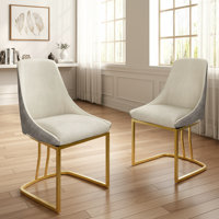 Modern Pu Dining Chair With Metal Legs(set Of 2) by Everly Quinn