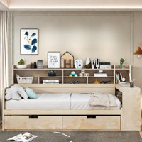 Rabito Daybed With Storage Shelves, Two Drawers And Study Desk by Red Barrel Studio