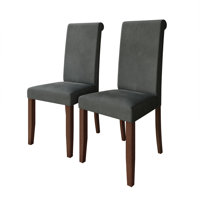 Brown Wooden Dining Chair With Velvet Cover by Winston Porter
