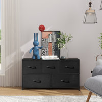 Berlina 5 Drawers Dresser For Bedroom, Wide Chest Fabric Dresser, Storage Organizer For Closet, Hallway by Ebern Designs