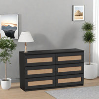 6 Drawer Dresser, Rattan Dresser For Bedroom, Chest Of Drawers For Bedroom, Hallway, Living Room by Bay Isle Home
