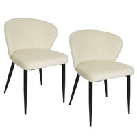 Mercer41 Side Chair Set Of 2, Upholstered Velvet Dining Chair , Beige by Mercer41