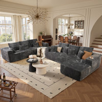 Cloudelle Plush Corduroy Modular Sectional With L-shape Chaise ,no Assembly Required by Ebern Designs