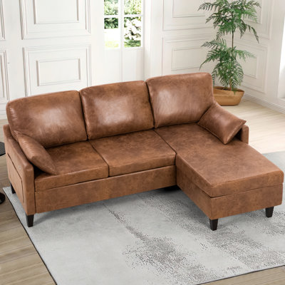 Suede Fabric Sectional Sofa W/Usb Port, Reversible L-Shaped Couch W/Storage Chaise, Modern Convertible Sofa For Living Room, Studio, Office by Ebern Designs