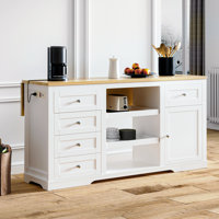 Idar Kitchen Island With Folding Leaf And Pet Bowl by Lark Manor