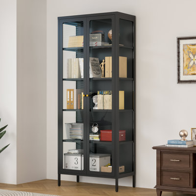 3-Sided Glass Dining Cabinet with Lights, Metal Display Stand by Ebern Designs
