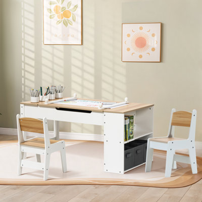 Activity Children Table with Storage Bookcase and 2 Chairs Set by Harriet Bee