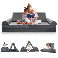 Kids Couch, Modular Convertible Sofa, Fold Out Couch for Imaginative Children, Creative Couch by Alwyn Home