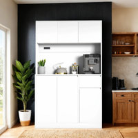 71" Tall Kitchen Pantry Cabinet, Kitchen Pantry Storage Cabinet With Power Outlet, Freestanding Kitchen Hutch With Countertop by Latitude Run