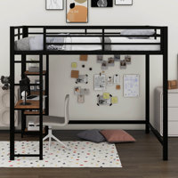 Byblos Full Size Metal Loft Bed With Built-In Desk And Storage Shelves by Mason & Marbles