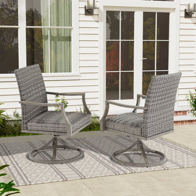 Allure Patio Wicker Padded Swivel Dining Chairs by Peak Home Furnishings