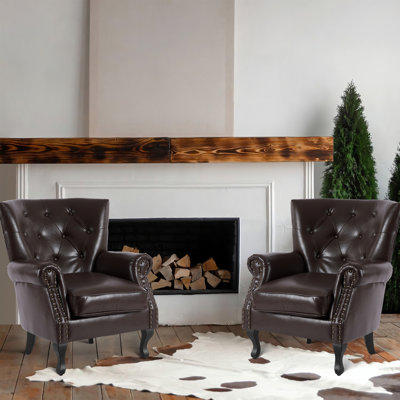 24"W Faux Leather Wingback Chair by Red Barrel Studio