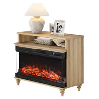 Fireplace End Table Wooden Side Table For Living Room, 36" Electric Fireplace, 3D Freestanding Fireplace Stove Heater by Canora Grey