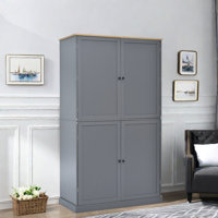 High Kitchen Pantry With 2 Drawers, 2 Adjustable Shelves And 8 Door Shelves by Red Barrel Studio