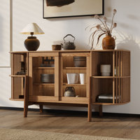 Miko 2-Door And Open Storage 59.1-Inch Wide Sideboard Server Cabinet With Rubberwood Legs by Ebern Designs