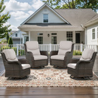 Koba 4-Piece Outdoor Wicker Rocking Swivel Chair Set with Cushions by Red Barrel Studio