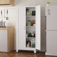 GEITIN 61"H Metal Kitchen Storage Cabinet Pantry Storage Cabinets With 2 Door And 3 Adjustable Shelves by Ebern Designs