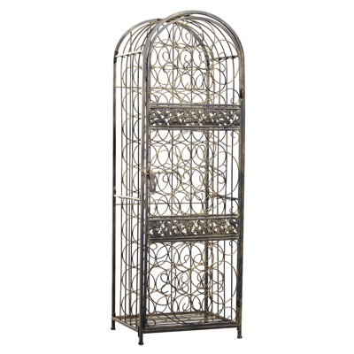45 Bottle Wrought Iron Wine Rack Jail With Lock by Charlton Home