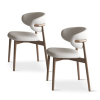Creamy White Microfiber Leather + Solid wood Side Chair(Set of 2) by Corrigan Studio