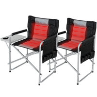 Oversized Heated Camping Chair, Portable Directors Chair With 3 Heat Levels And Side Table