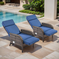 Gaetanino Outdoor Wicker Rattan Poolside Reclining Chaise Lounge With Integrated Comfort Cushion by Red Barrel Studio
