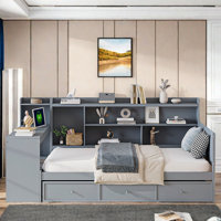 Wooden Daybed With 3 Drawers, Usb Ports And Desk by Hokku Designs